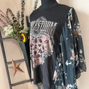 Halestorm Band Tee Refashioned Upcycled Free Size Blouse OSFM
